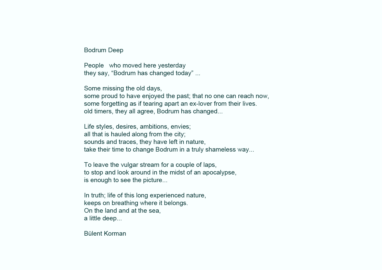 Bodrum deep 01 - A book project about Bodrum Town - C type Prints with interview subtitles 80 x 100 cm