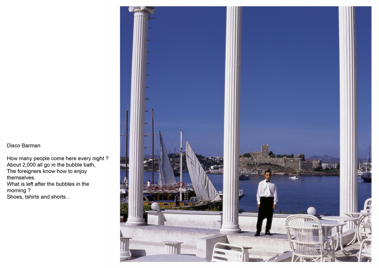 A book project about Bodrum Town - C type Prints with interview subtitles 80 x 100 cm