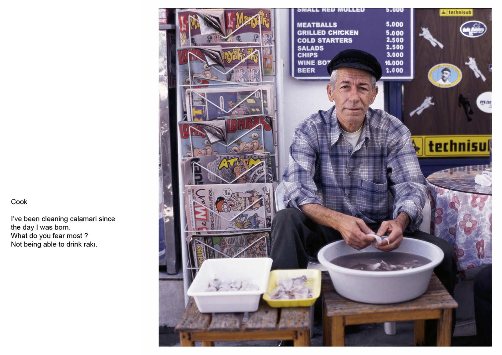 A book project about Bodrum Town - C type Prints with interview subtitles 80 x 100 cm