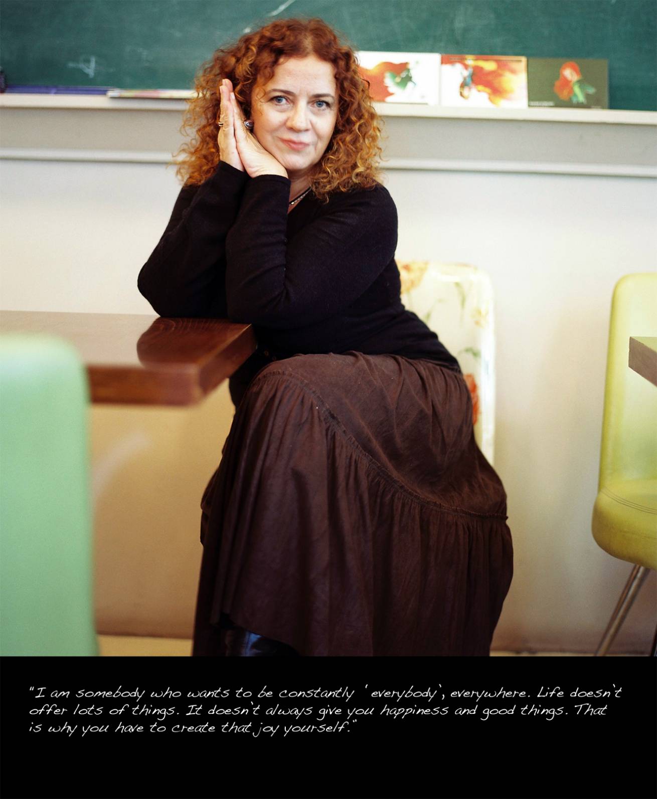 Diaries 011 - A book project of Interviews with Women - Pigment Prints with interview subtitles 80 x 100 cm