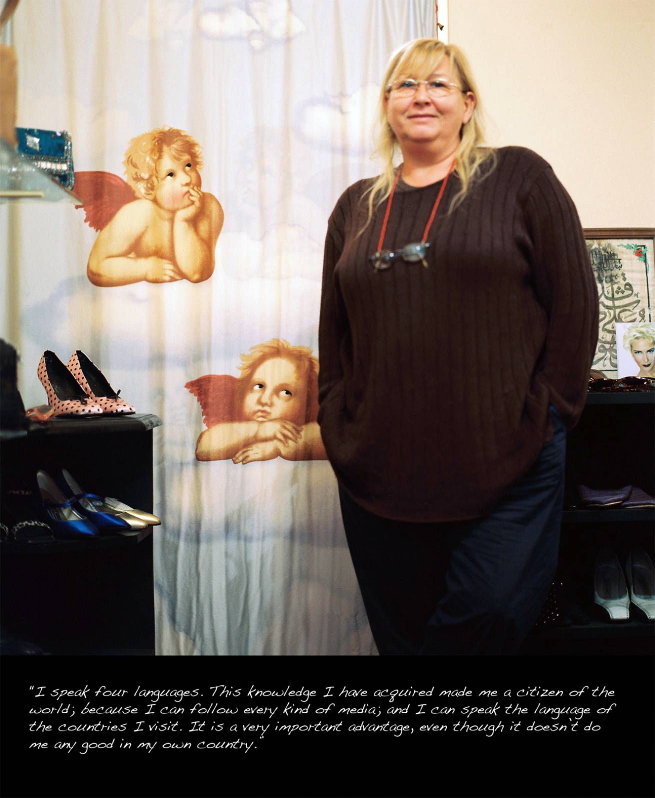 Diaries 025 - A book project of Interviews with Women - Pigment Prints with interview subtitles 80 x 100 cm